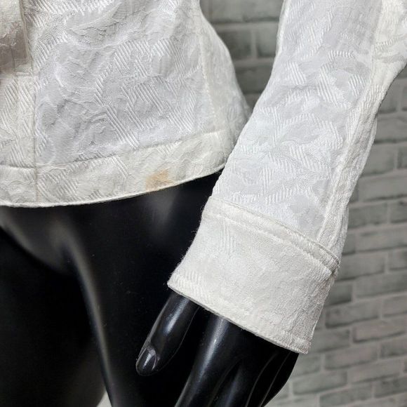 Vintage 90s Christine Alexander S White Filigree‎ Denim Studded Western Jacket - Picture 6 of 10